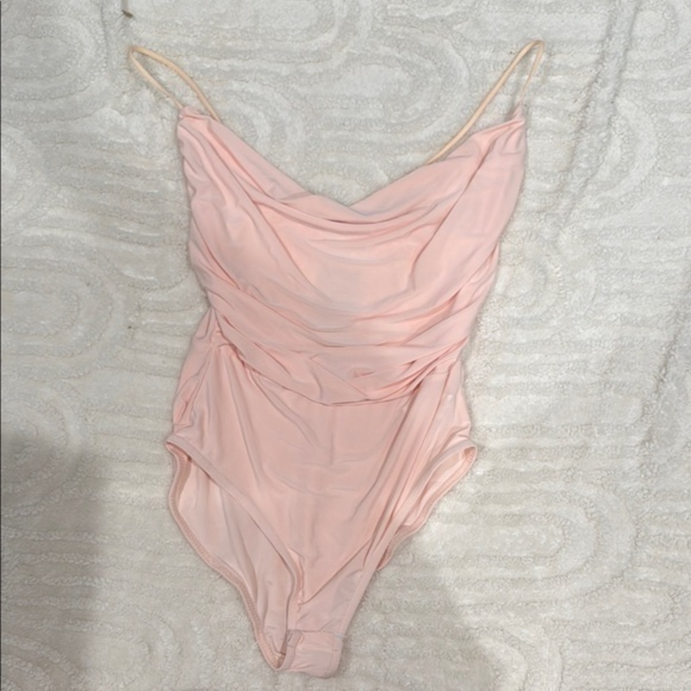 Elegant Pink Draped Swimsuit